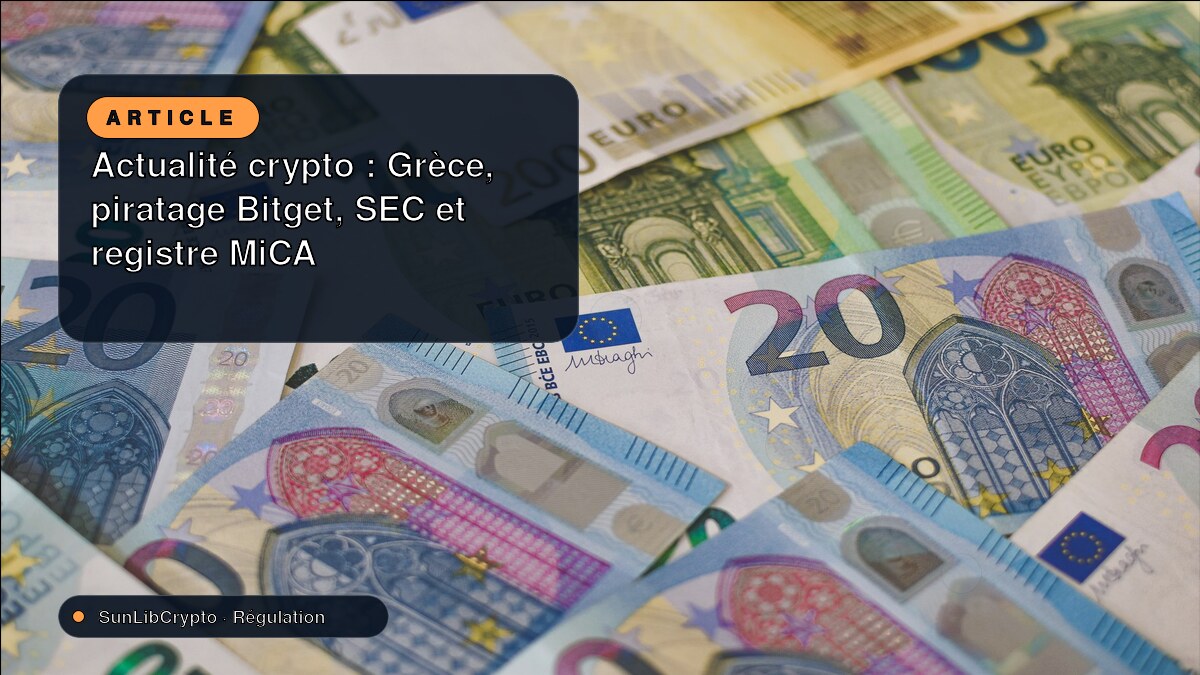 Actualité crypto : Grèce, piratage Bitget, SEC et registre MiCA